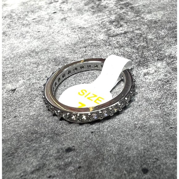 Ring Bomb Party Ring, NWOT, size 7, clear stones on silver color band - Picture 6 of 6